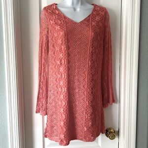 Juniors Peach Lace Dress by Red Camel Size Medium